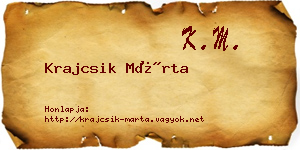 Krajcsik Márta névjegykártya